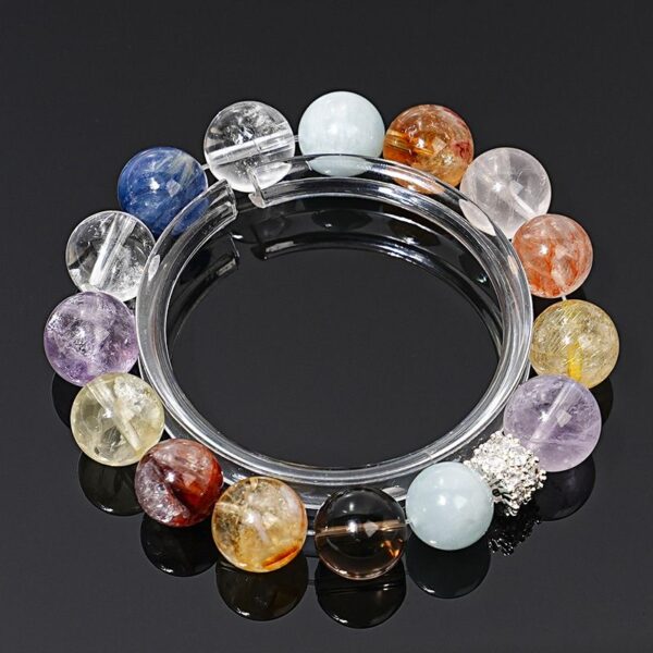 [Neon Sweetheart] High-quality natural aquamarine crystal bracelet for women, red gum flower tea crystal fashion bracelet trend - Image 2
