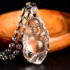 Natural white crystal Buddha pendant for women jade Maitreya Buddha head laughing Buddha necklace peace pendant amulet - Image 2
