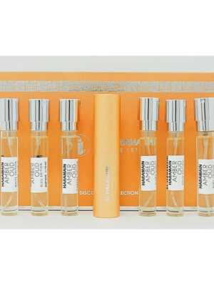 Al Haramain Amber Oud 7 * 0.34 Eau De Parfum Spray Set : Gold Edition + Ultra Violet + Ruby Edition + Carbon Edition + Bleu Edition + White Edition + Spray Case