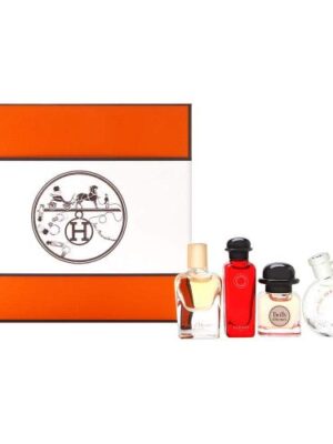 HERMES WOMEN'S PERFUMES DISCOVERY 4 PCS SET: TWILLY D'HERMES 0.25 EAU DE PARFUM + UN JARDIN SUR LE NIL 0.25 EAU DE TOILETTE + EAU DE RHUBARBE ECARLATE 0.25 EAU DE COLOGNE + EAU DES MERVEILLES 0.25 EAU DE TOILETTE (HARD)