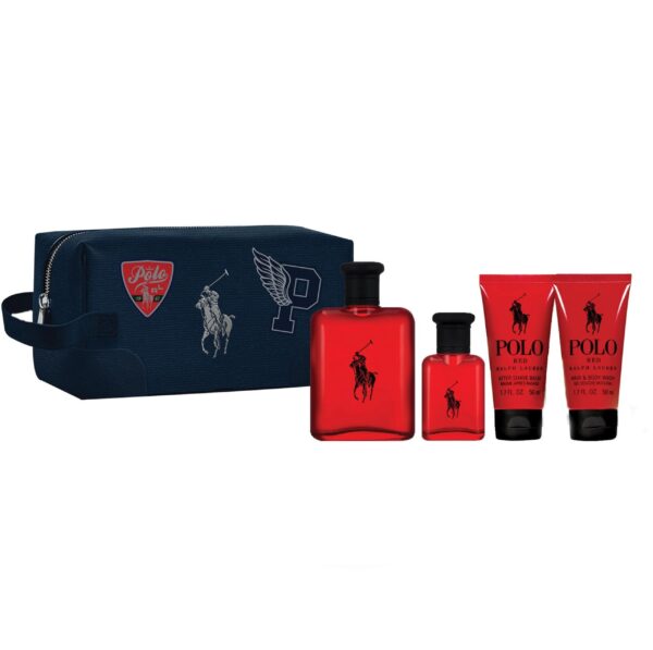 Polo Red 4.2 EAU DE TOILETTE SPRAY by Ralph Lauren 5 Piece Set for Men