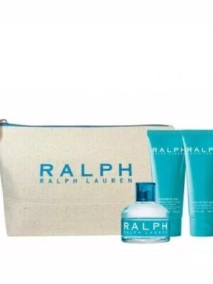 Ralph by Ralph Lauren 4 PCS SET FOR WOMEN: 3.4 OZ EAU DE TOILETTE SPRAY + 3.4 oz Shower Gel + 3.4 OZ BODY LOTION + COSMETIC BAG