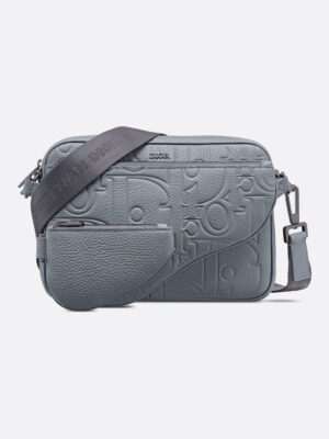 DIOR SADDLE TRIPLE POUCH SMOOTH BAG - GREY