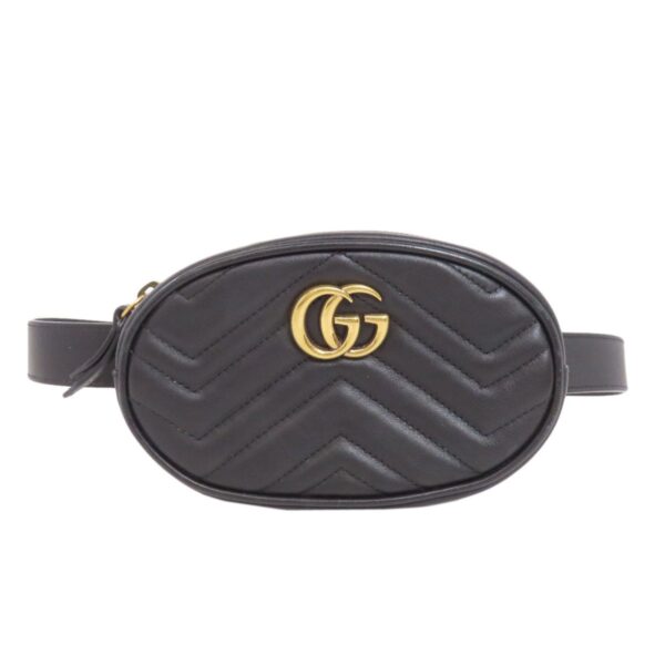 Gucci Gg Marmont Black Leather Fanny Pack (Pre-Owned)