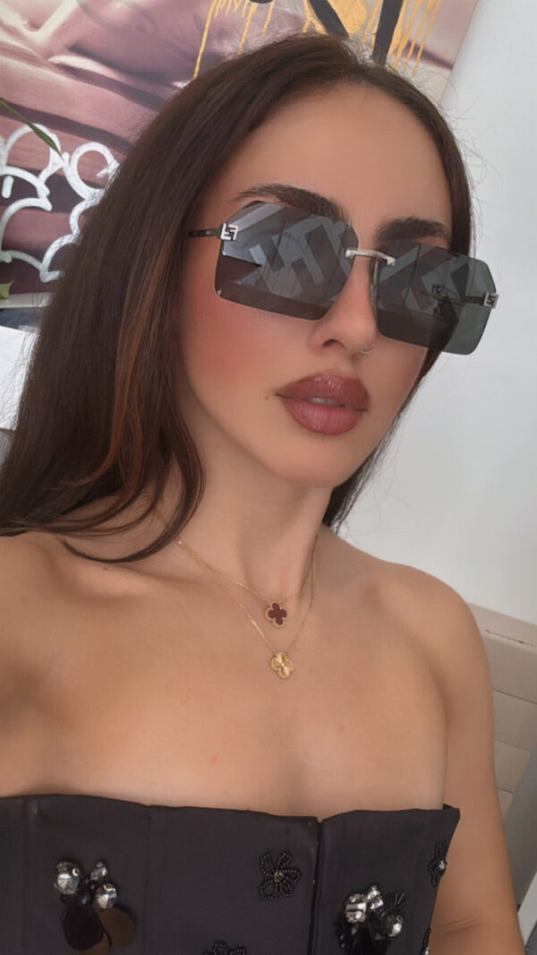 Fendi FE40043U Grey Monogram Mirror FF Rimless Sunglasses - Image 3