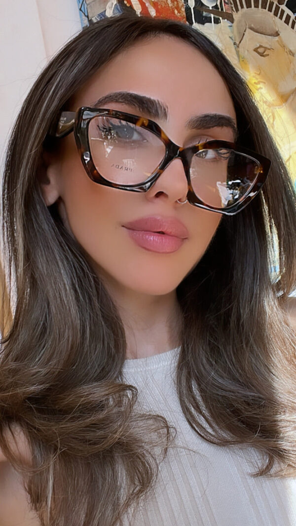 Prada PR09YV Cat Eye Frames in Honey Tortoise - Image 3