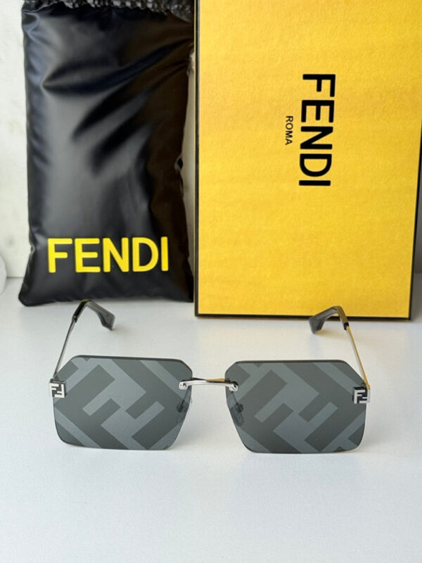 Fendi FE40043U Grey Monogram Mirror FF Rimless Sunglasses - Image 7