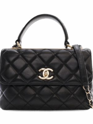 CHANEL FLAP WITH TOP HANDLE BAG - BLACK