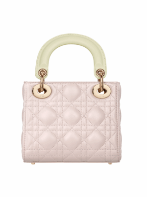 DIOR LADY DIO TWO-TONE BAG SMALL - ROSE QUARTZ/WHITE