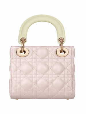 DIOR LADY DIO TWO-TONE BAG - ROSE QUARTZ/WHITE
