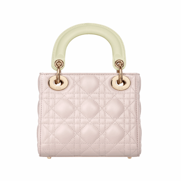 DIOR LADY DIO TWO-TONE BAG - ROSE QUARTZ/WHITE