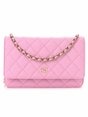 CHANEL QUILTED WALLET ON CHAIN - PINK