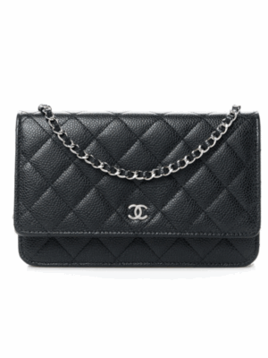 CHANEL QUILTED WALLET ON CHAIN - BLACK