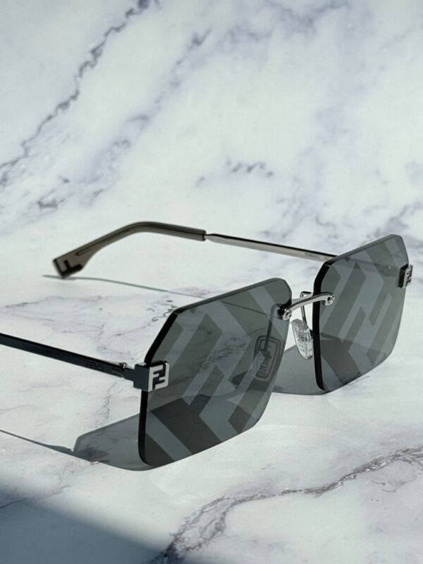 Fendi FE40043U Grey Monogram Mirror FF Rimless Sunglasses - Image 8