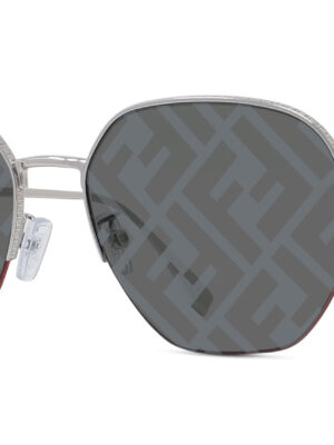 Fendi FE40004U Silver FF Logo Round Mirror Sunglasses