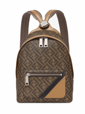 FENDI DIAGONAL CHIODO MEDIUM BACKPACK - BROWN