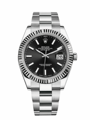 ROLEX SILVER DATEJUST 41 BLACK DIAL