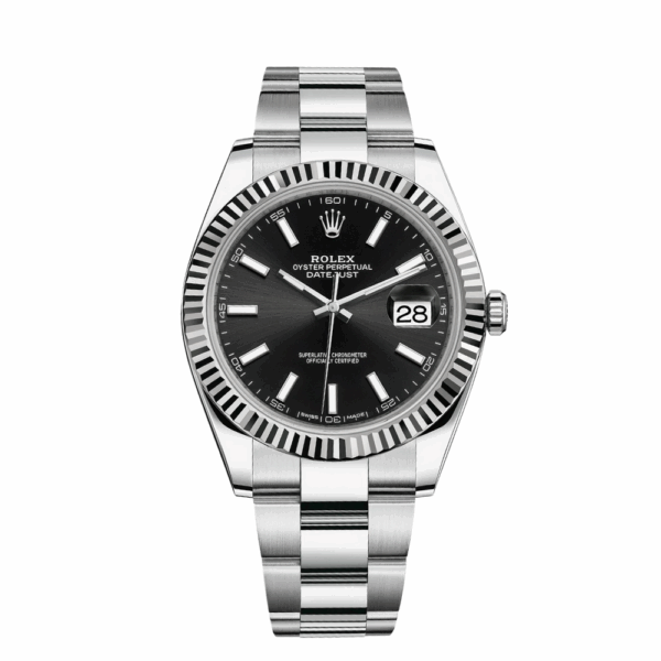 ROLEX SILVER DATEJUST 41 BLACK DIAL
