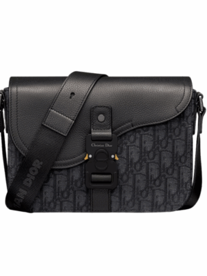 DIOR SADDLE MESSENGER BAG WITH FLAP - BLACK
